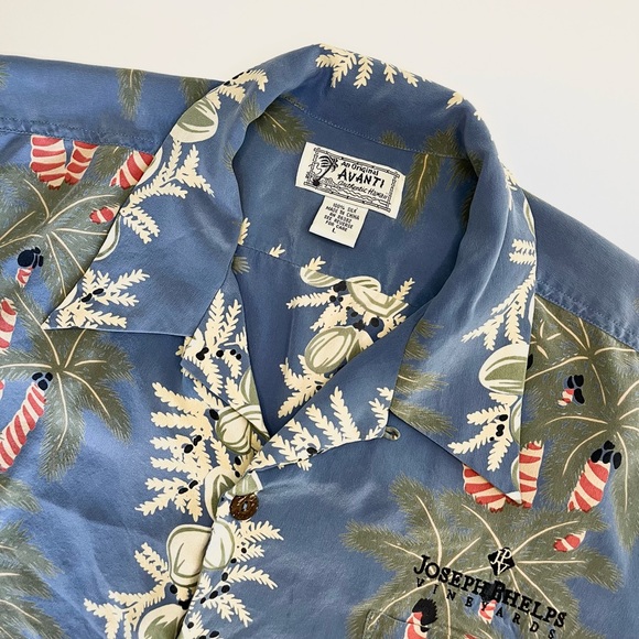 Avanti Other - Vintage Avanti Mens Hawaiian Shirt 100% Silk Size L Short Sleeve Button Up Blue
